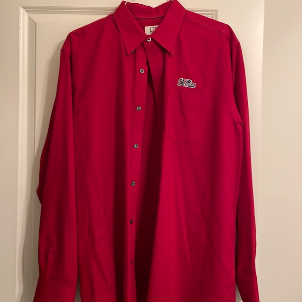 Red Ole Miss logo button down dress shirt - Men’s XL